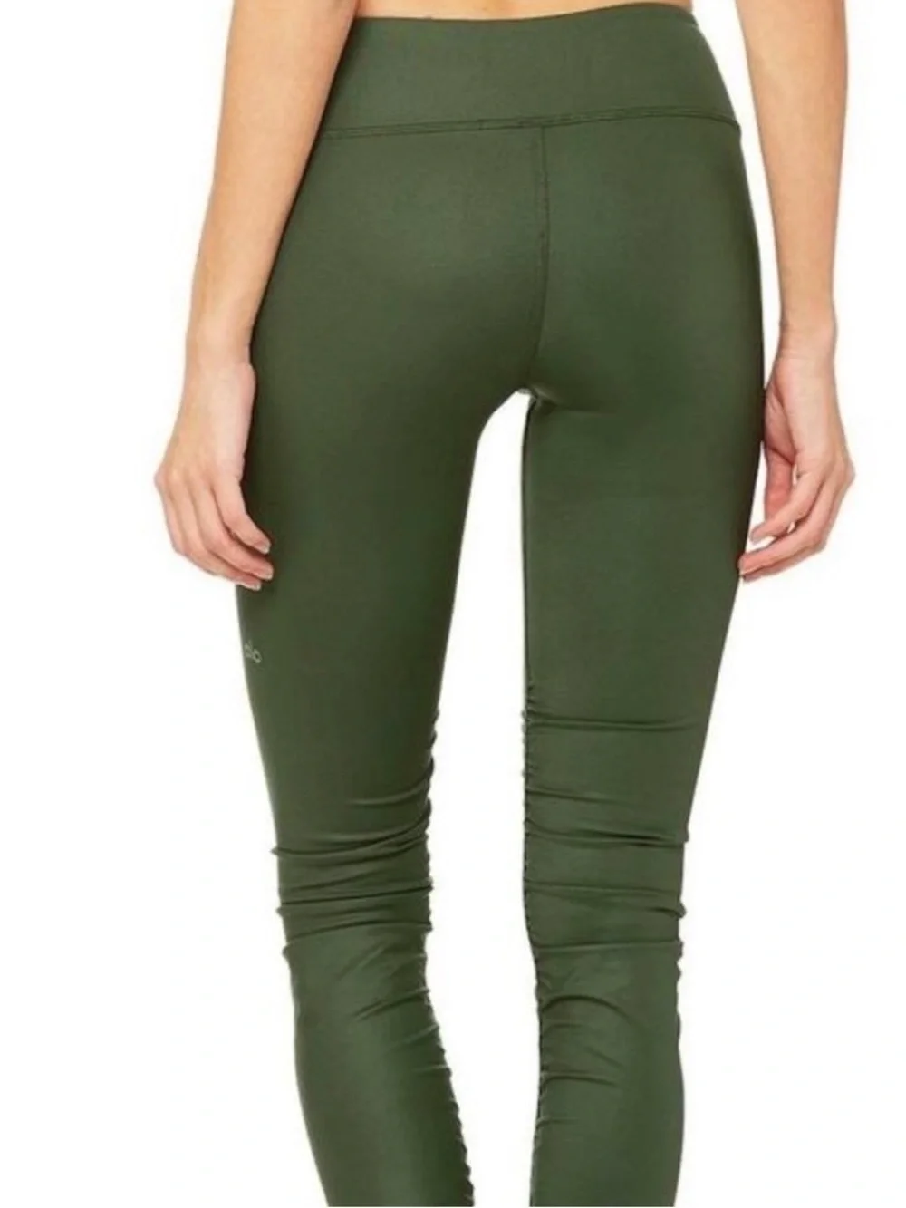 ALO Yoga Olive Green High-Rise Ruched Leggings